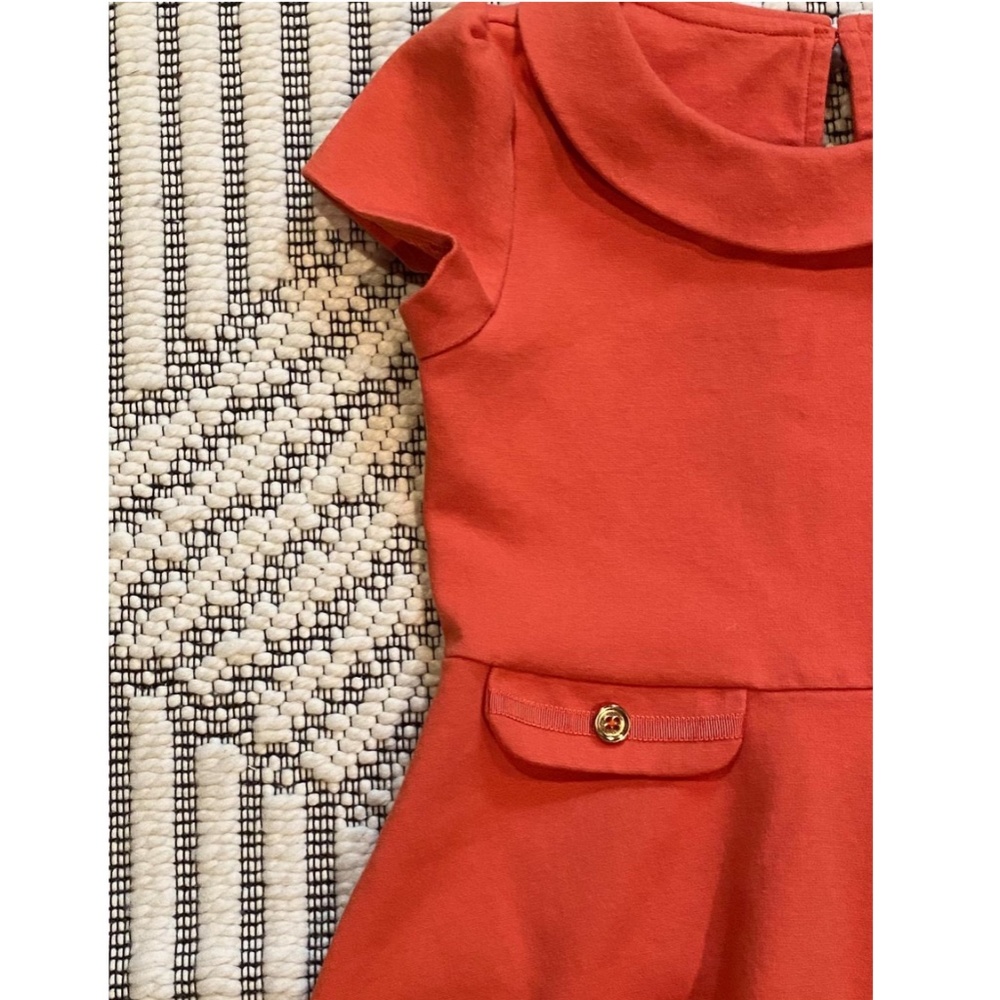 Tailored Autumn Orange Ponte Riding Dress with Faux Front Pockets - Picture 5 of 5
